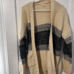 Debut Cream and Black Striped Cardigan